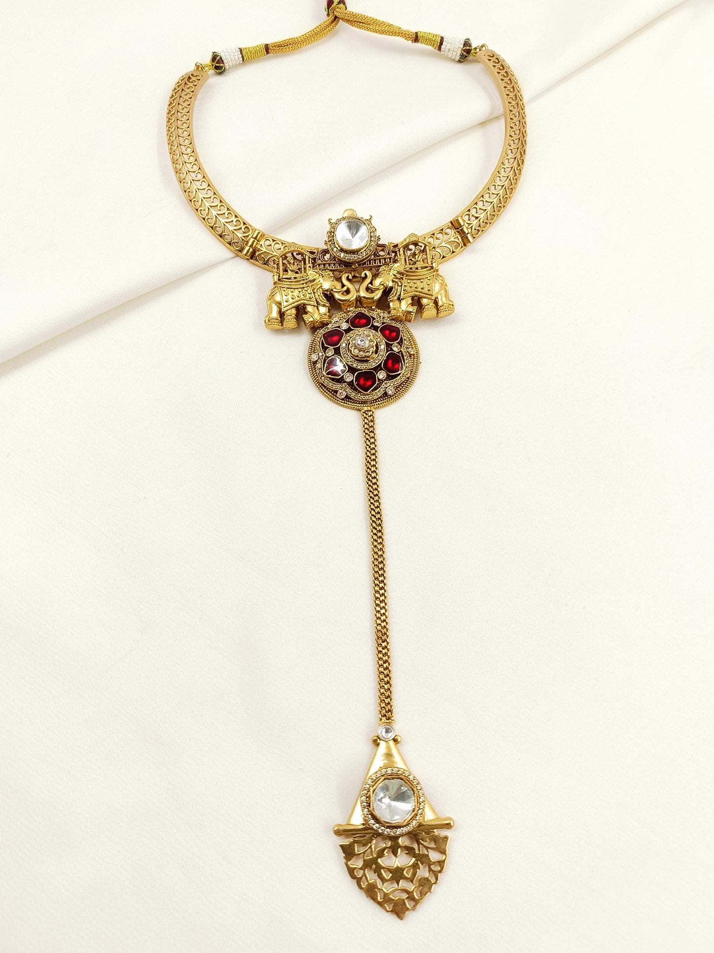 Kairav Ruby Men's Gold Hasli Neckpiece