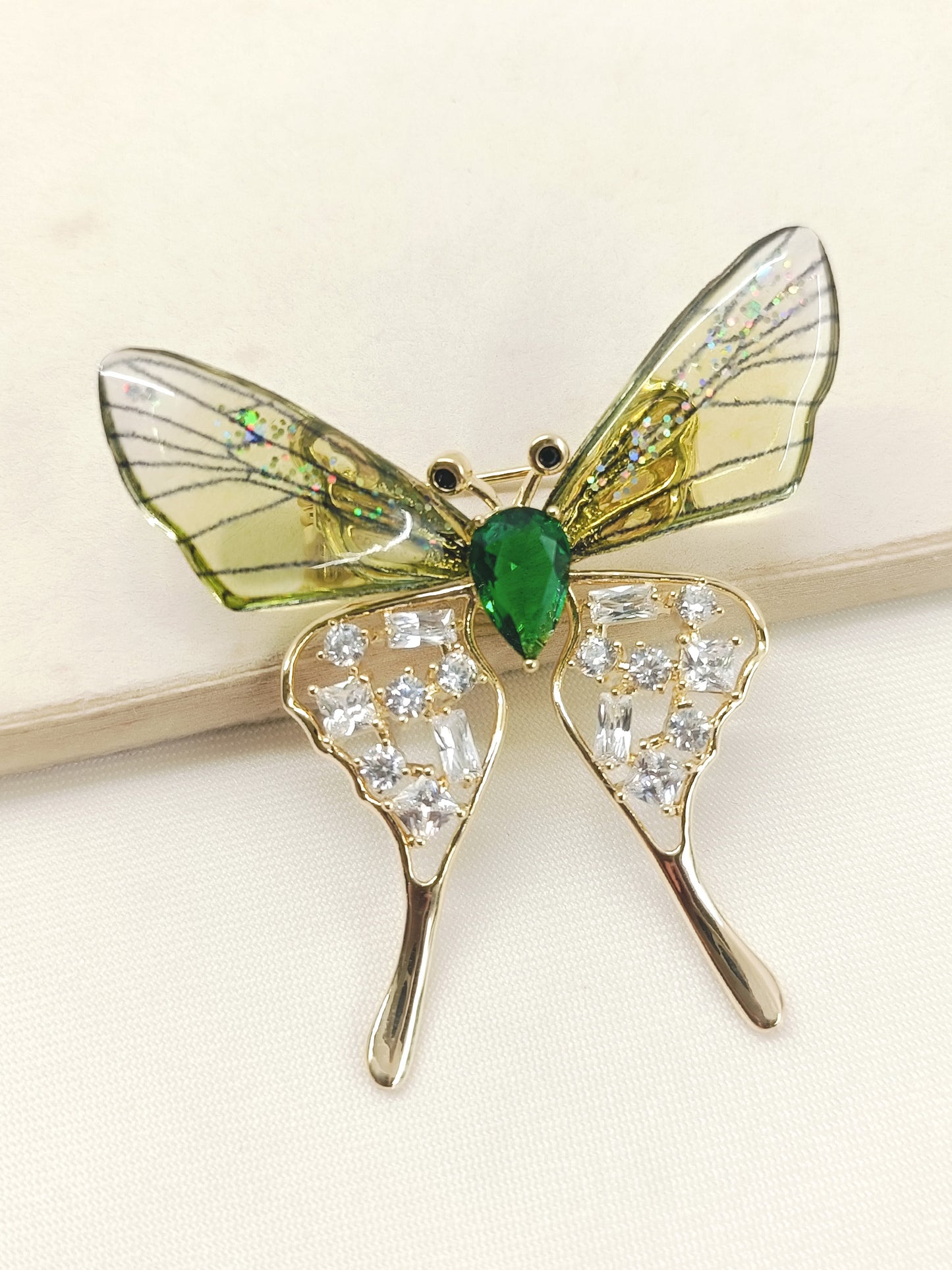 Arjita Green Butterfly Brooch