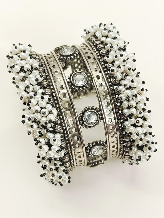 Latika White Oxidized Bracelet