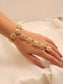 Alfaaz White Gold Plated Kundan Hathphool [Price Is For Single Piece]