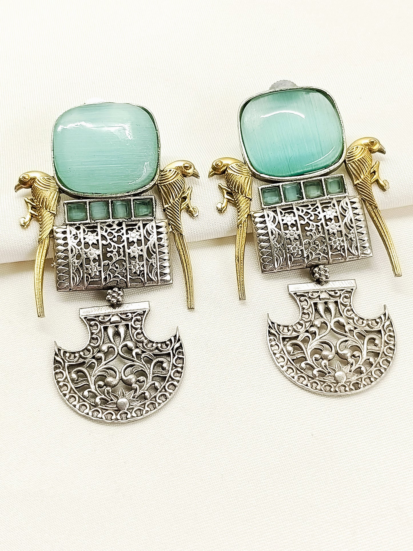 Fardeen Mint Green Oxidized Earring