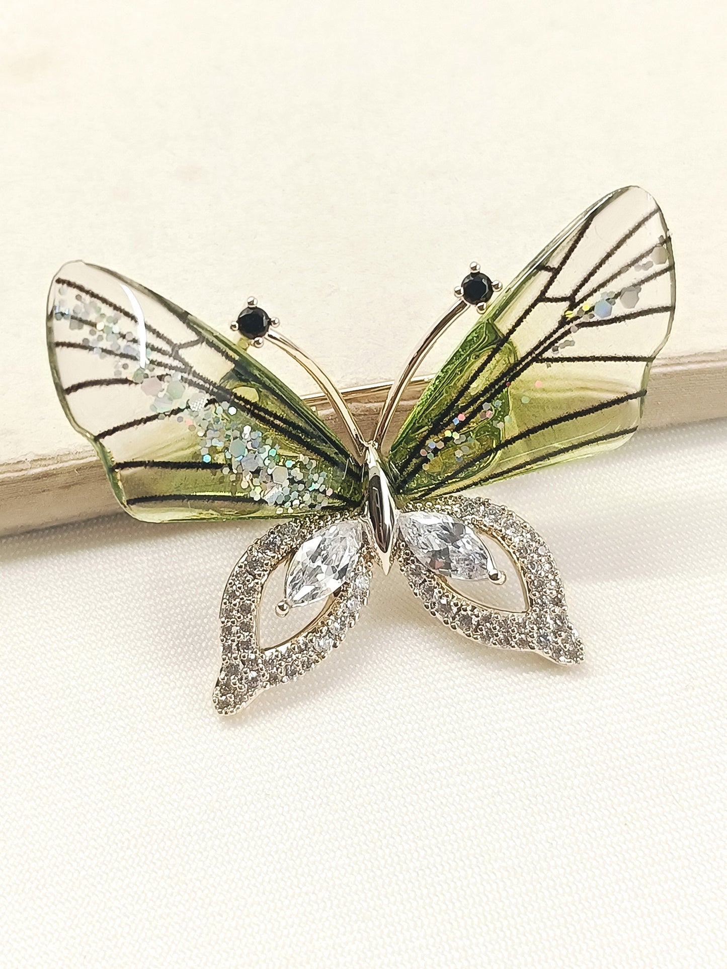 Shivanya Green Butterfly Brooch