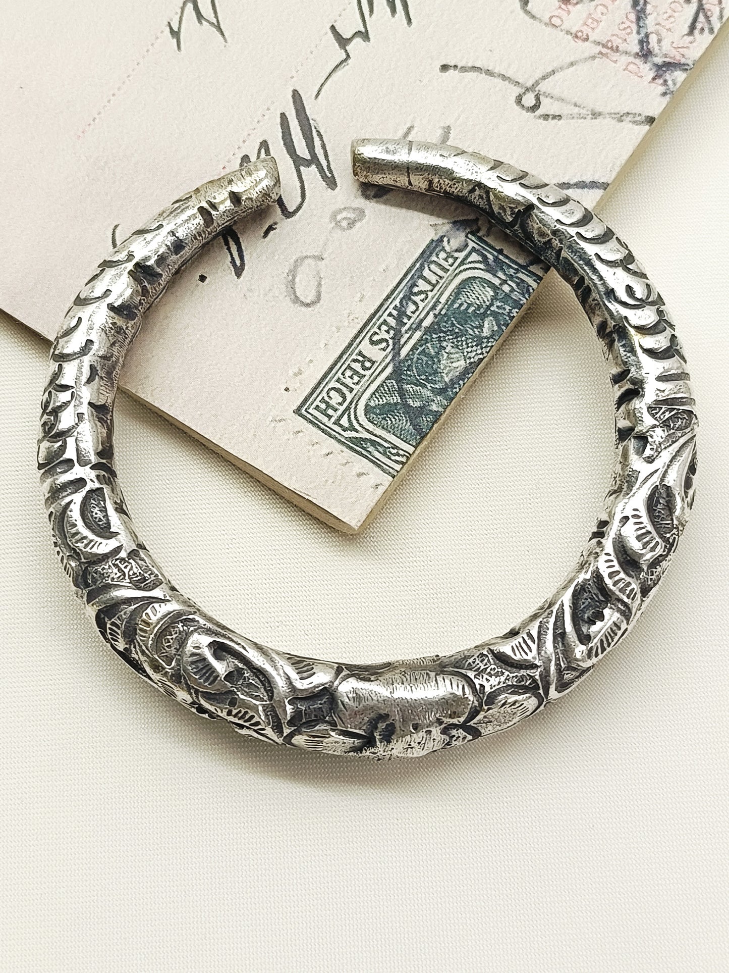 Yogi Heritage Oxidized Carved Men's Bracelet