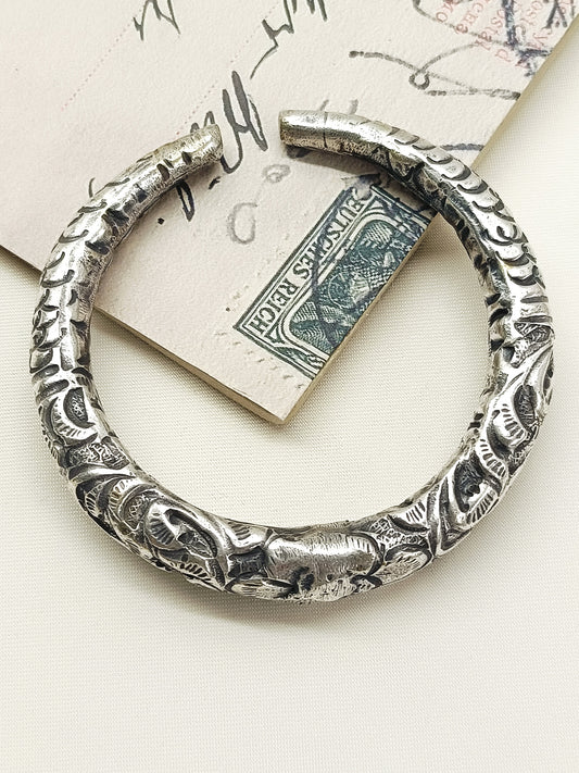 Yogi Heritage Oxidized Carved Men's Bracelet