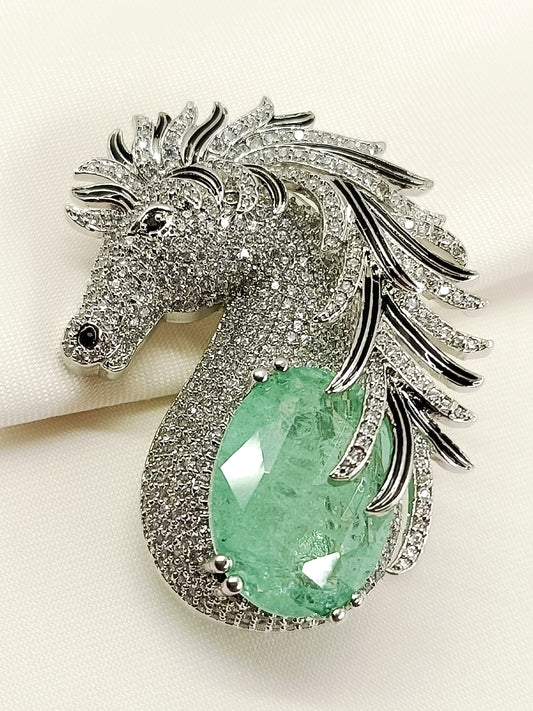 Ekaj Mint Green Horse Men's Brooch