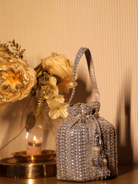 Gopi Silver Potli Bag