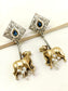 Jini Navy Blue Cow Oxidized Earrings