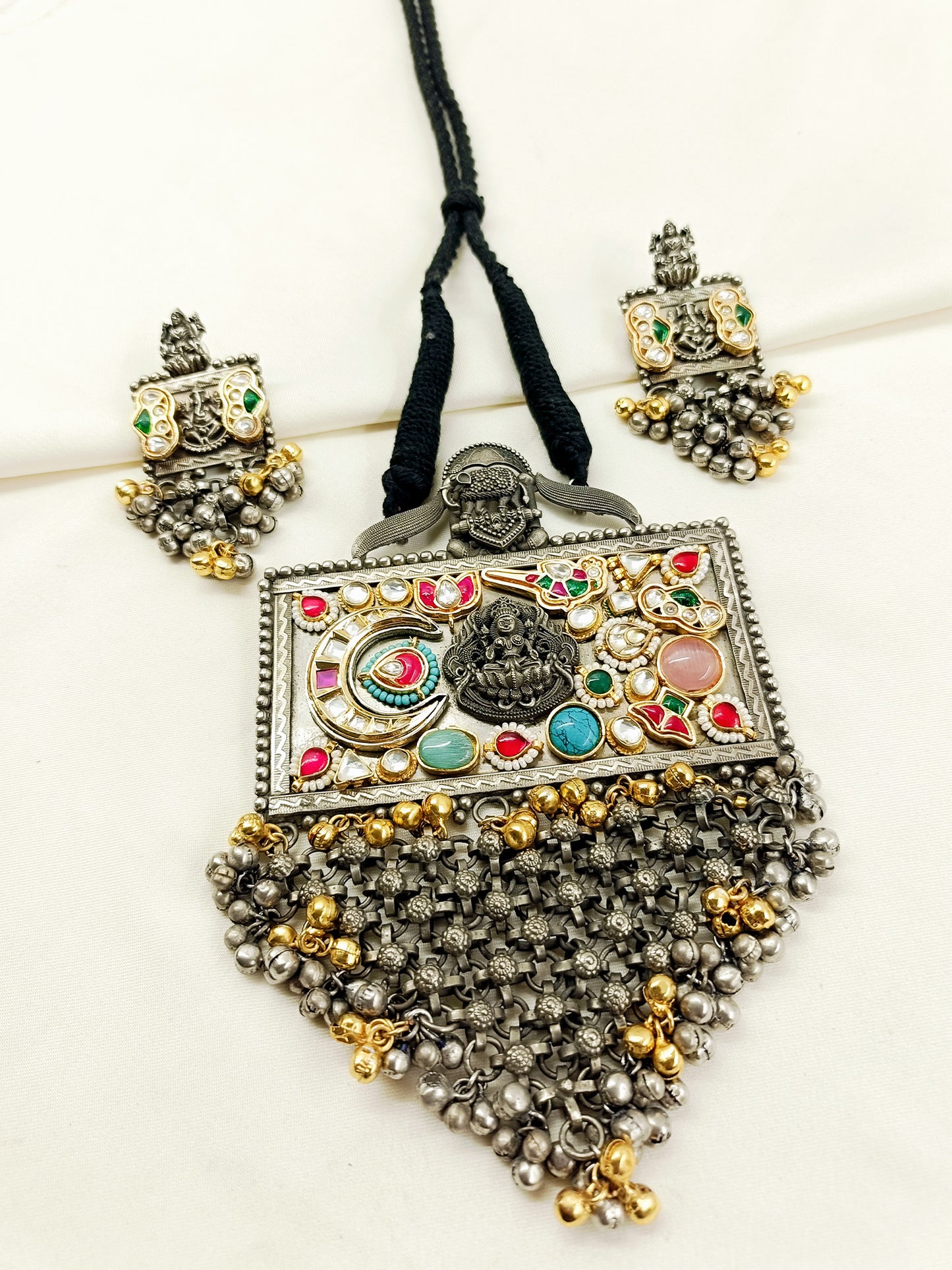 Hasini Multi Colour Oxidized Necklace Set