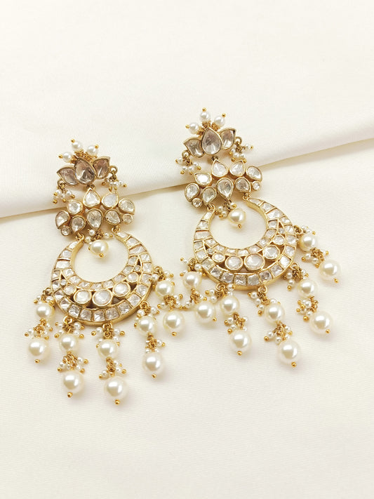 Wishi 92.5 Silver Moissanite Polki Earrings