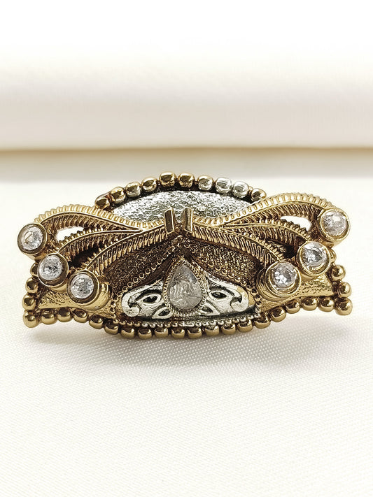 Ojashvi White Oxidized Finger Ring