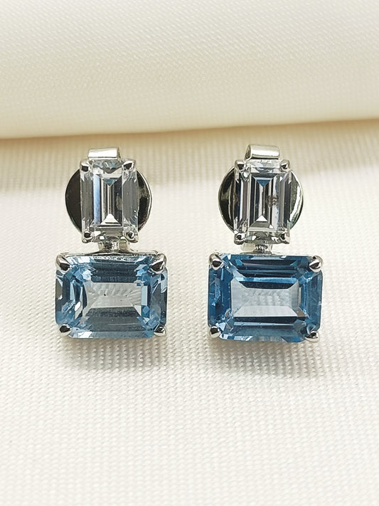 Camelia Aqua Blue 92.5 Silver Swarovski Stone Tops