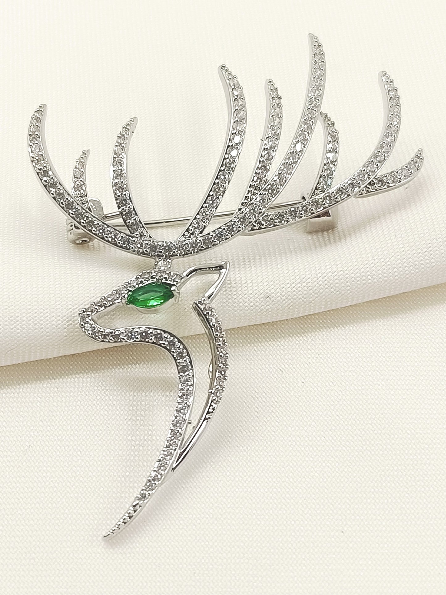 Zakirah Silver Reindeer Brooch