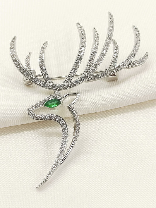 Zakirah Silver Reindeer Brooch