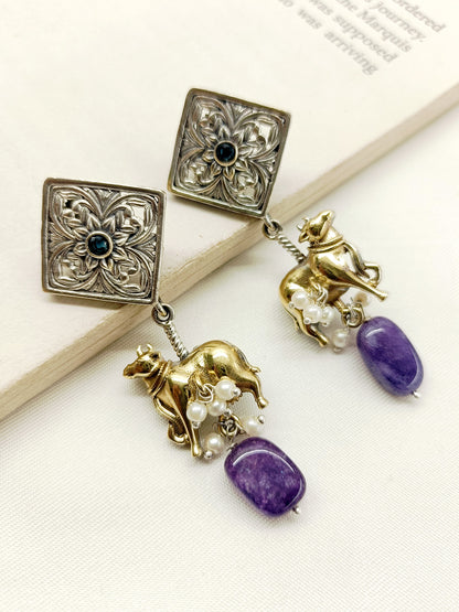 Sahiya Purple Oxidized Earrings