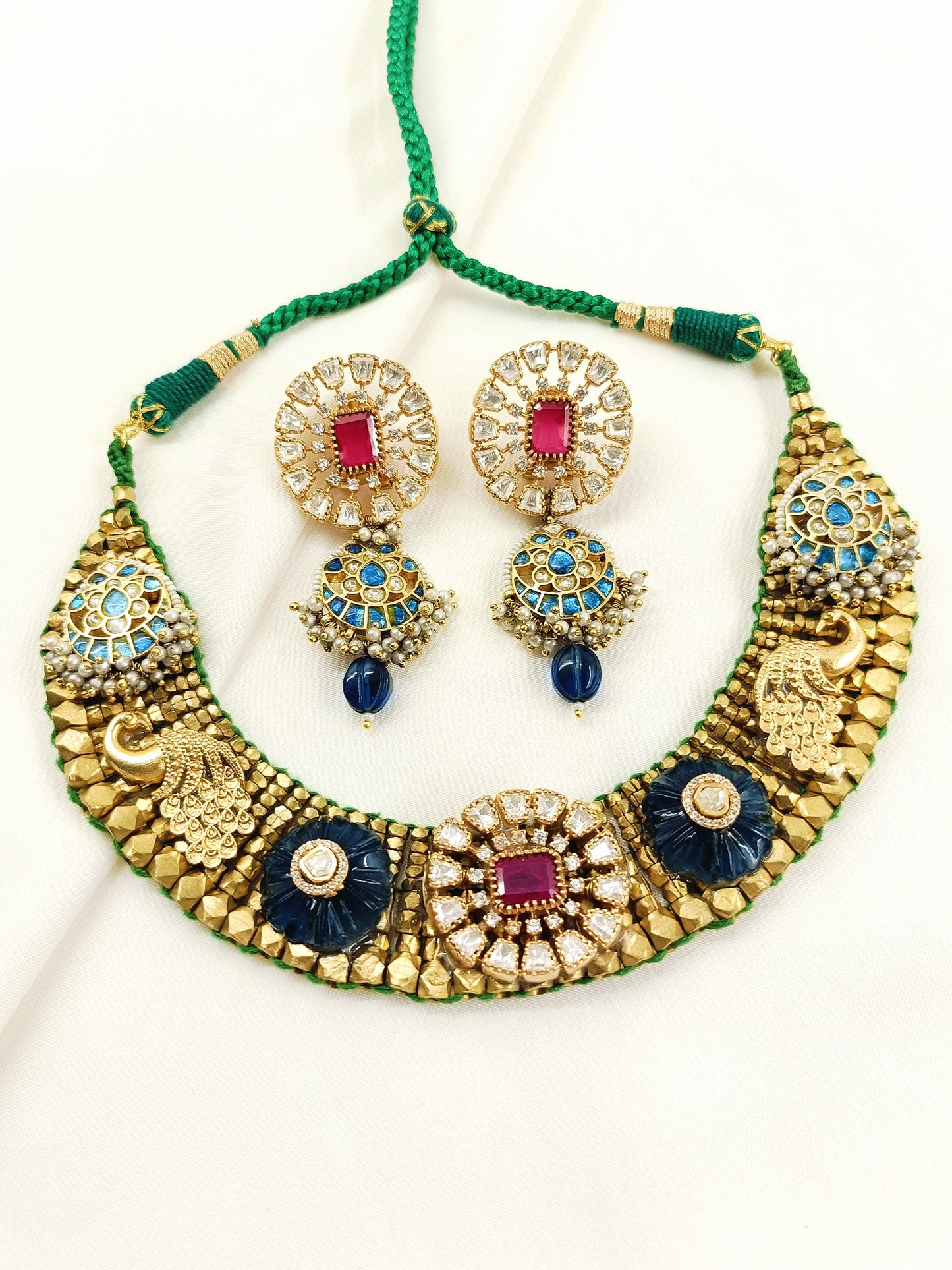 Gurmukhi Multicolor Fusion Kundan Choker Set
