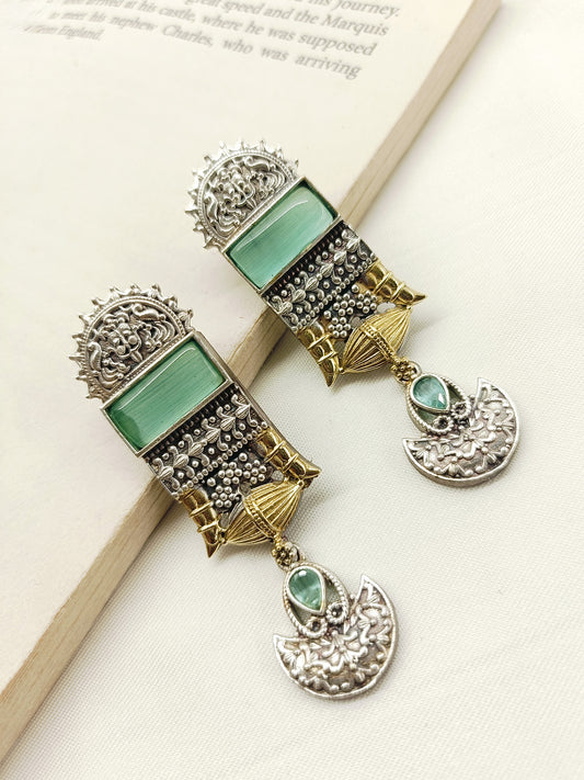 Devina Mint Green Oxidized Earrings