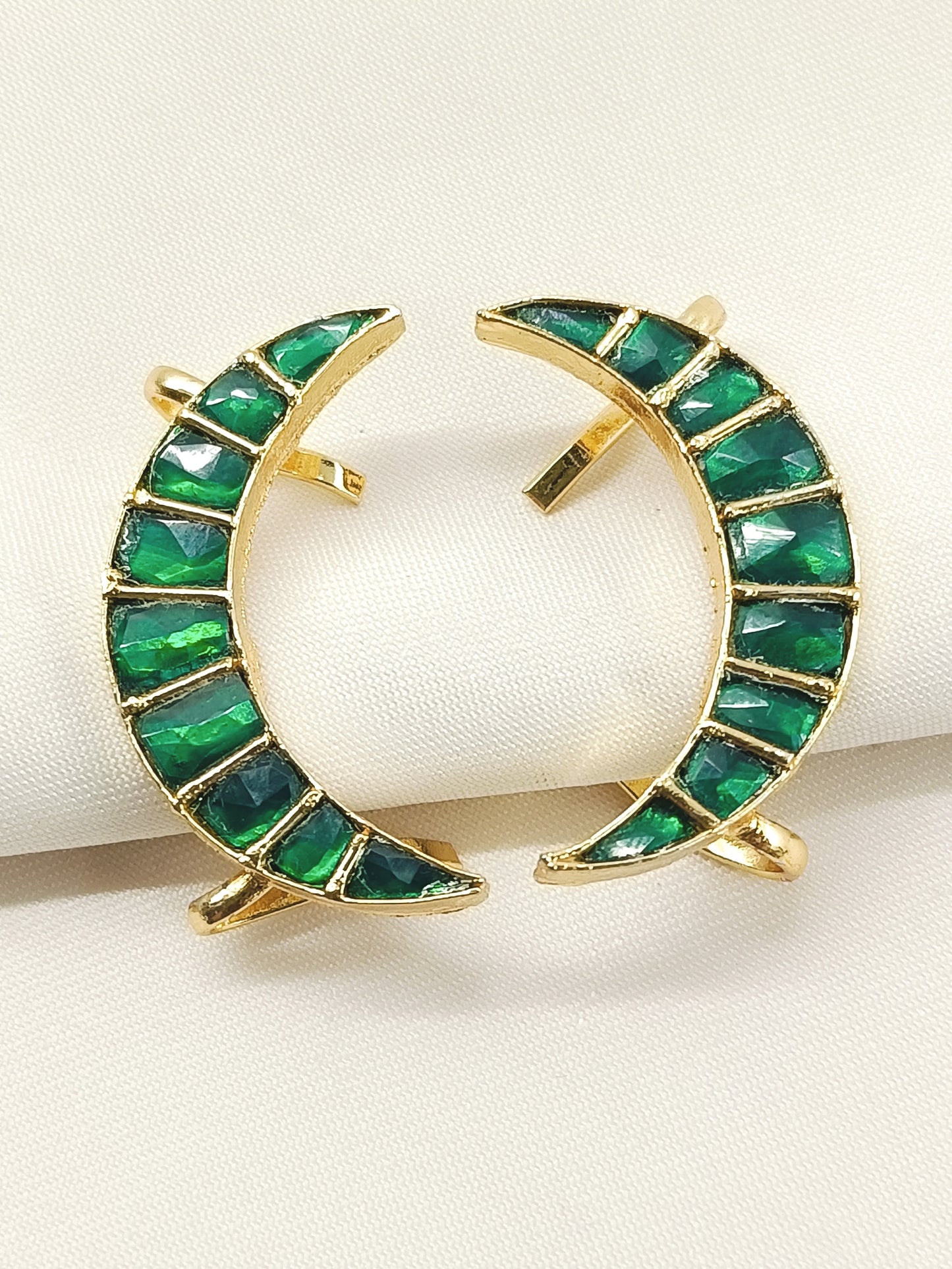 Taruni Green Men's Moon Shape Kundan Earcuff [Price Is For Pair]