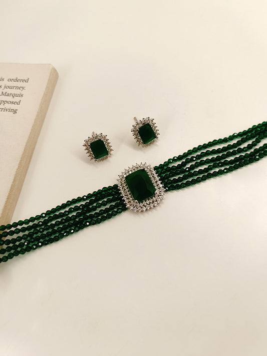 Raina Green American Diamond Choker Set