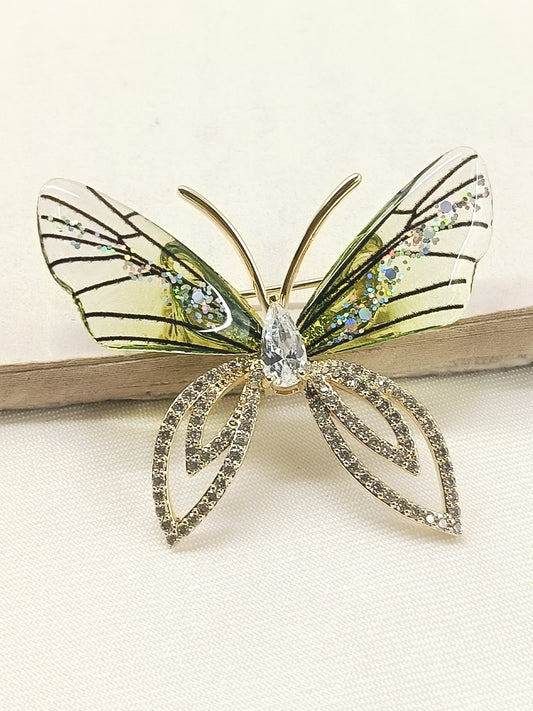 Gamini Green Butterfly Brooch