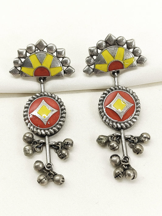 Trailokya Yellow Oxidized Earring
