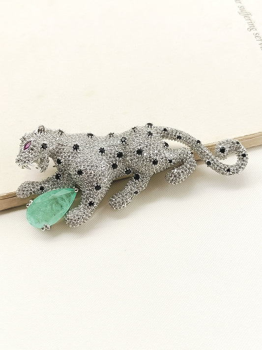 Kartik Mint Green Leopard Men's Brooch