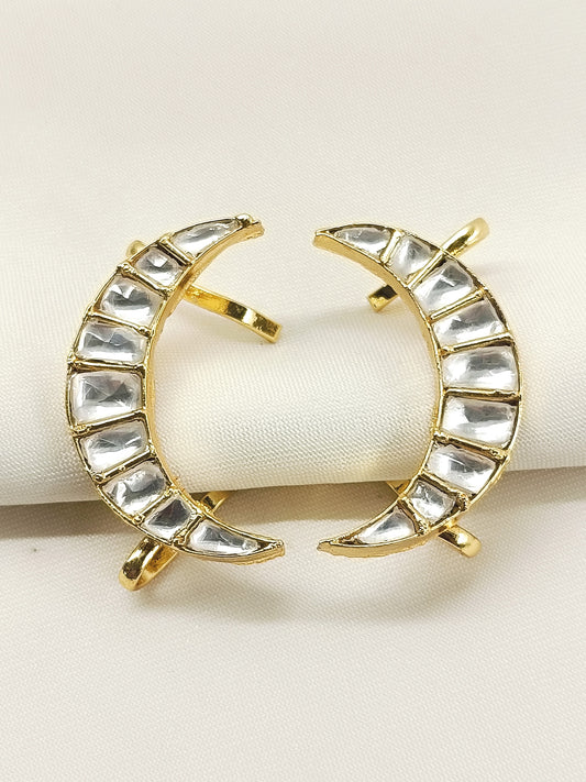 Benu White Men's Moon Shape Kundan Earcuff [Price Is For Pair]