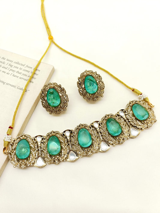 Vera Mint Green Victorian Choker Set