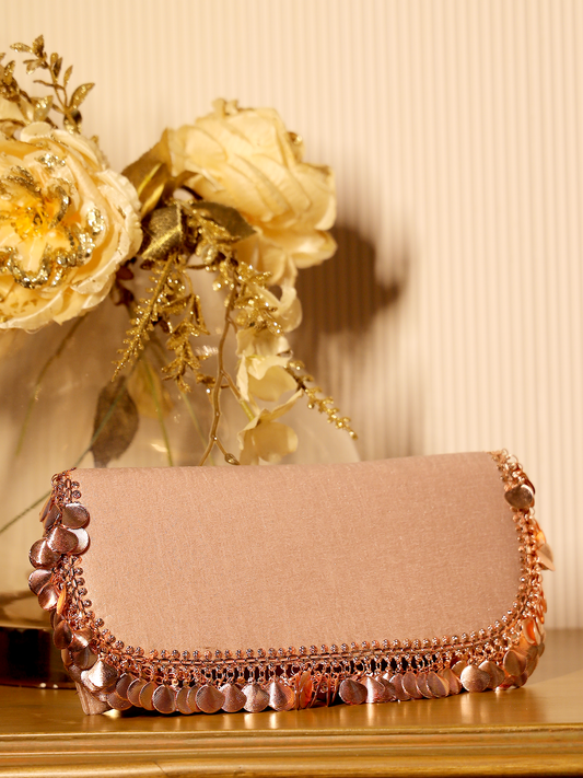 Aadila Rose Gold Evening Clutch