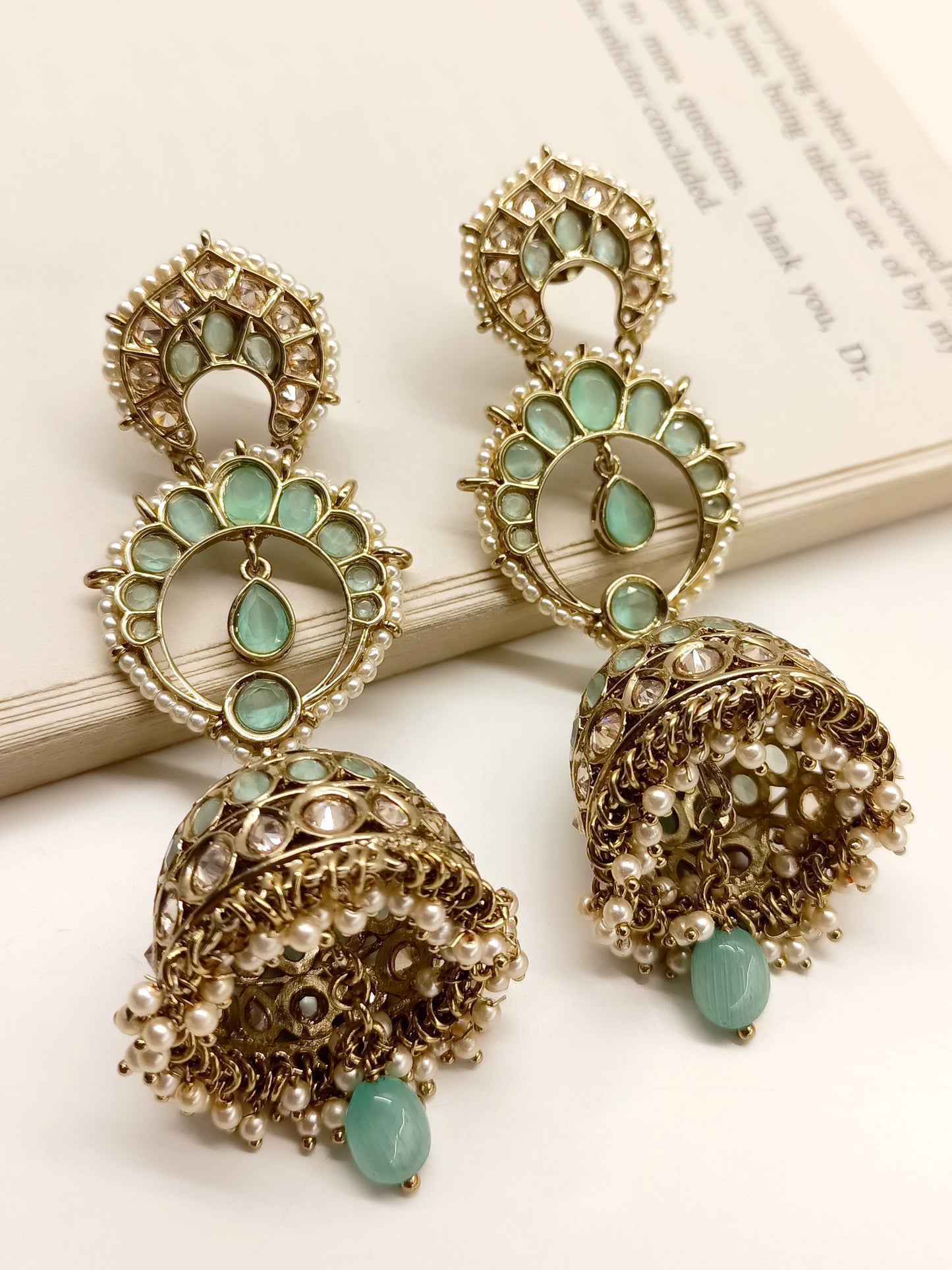 Marlee Mint Green Polki Jhumki