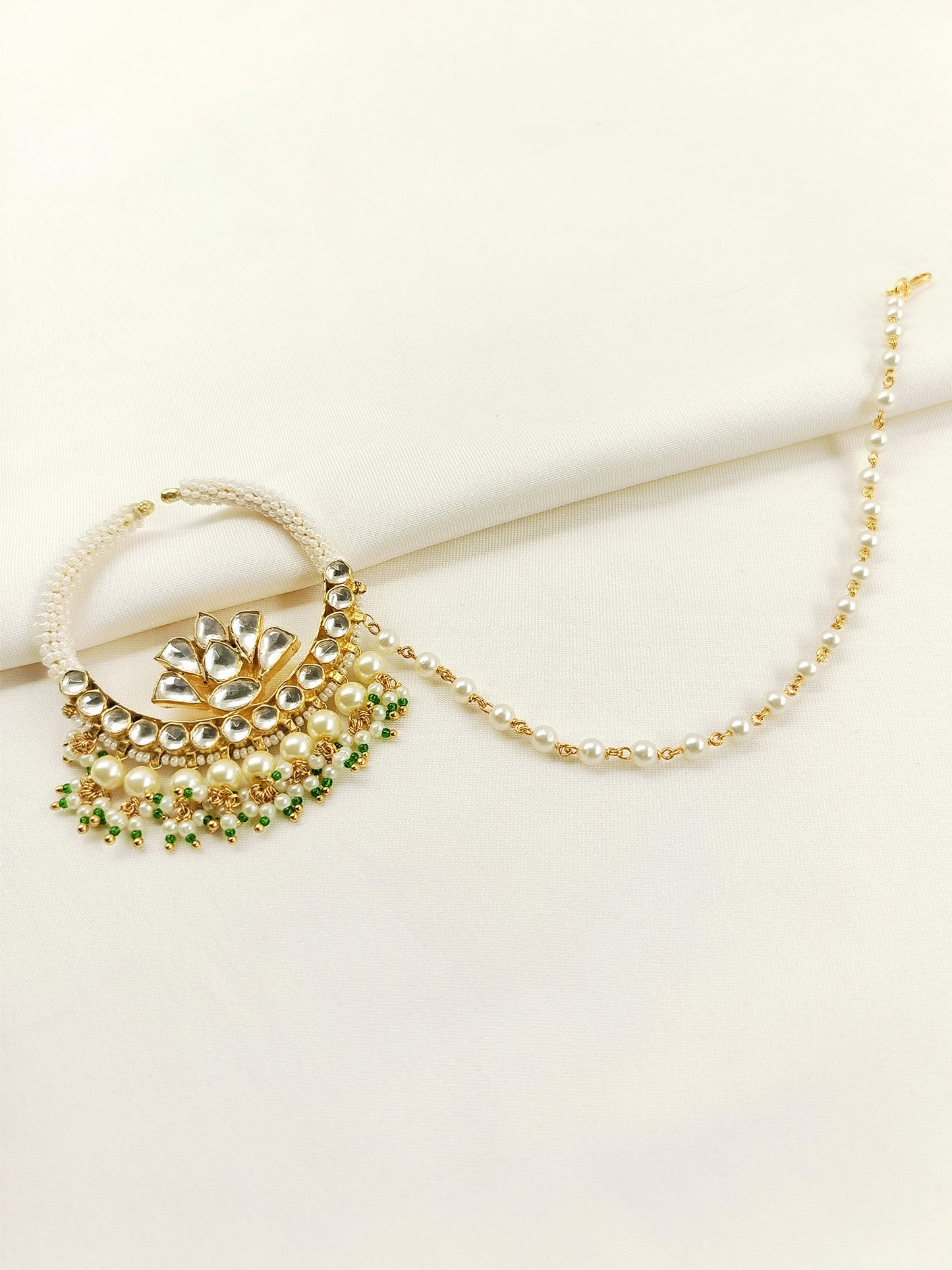 Tamara Lotus Kundan Nath with Pearl Chain