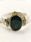 Sammi White Bone Green Stone Kada Men's Bracelet