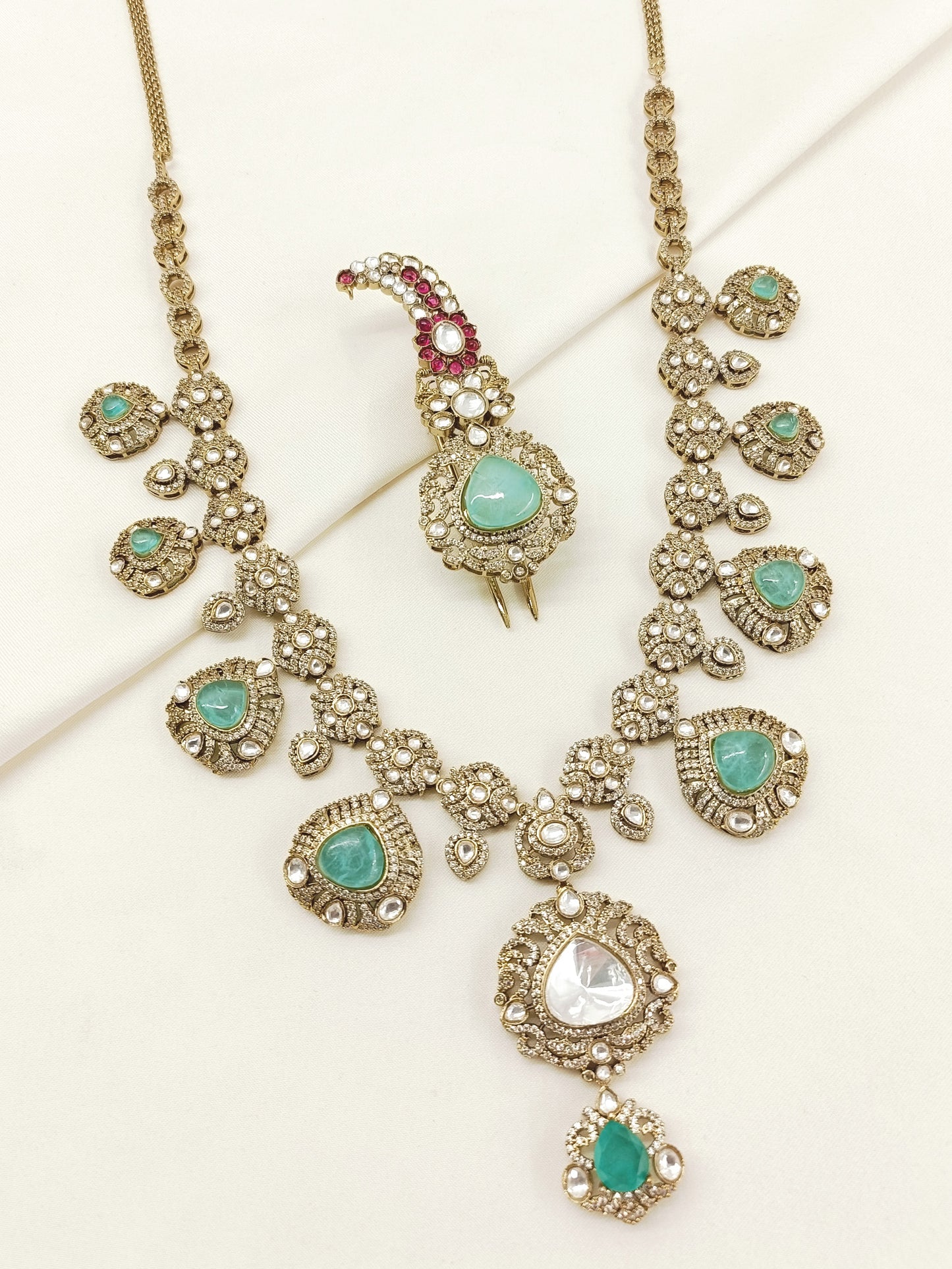 Rudraksh Groom Mala And Kalgi In Mint Green