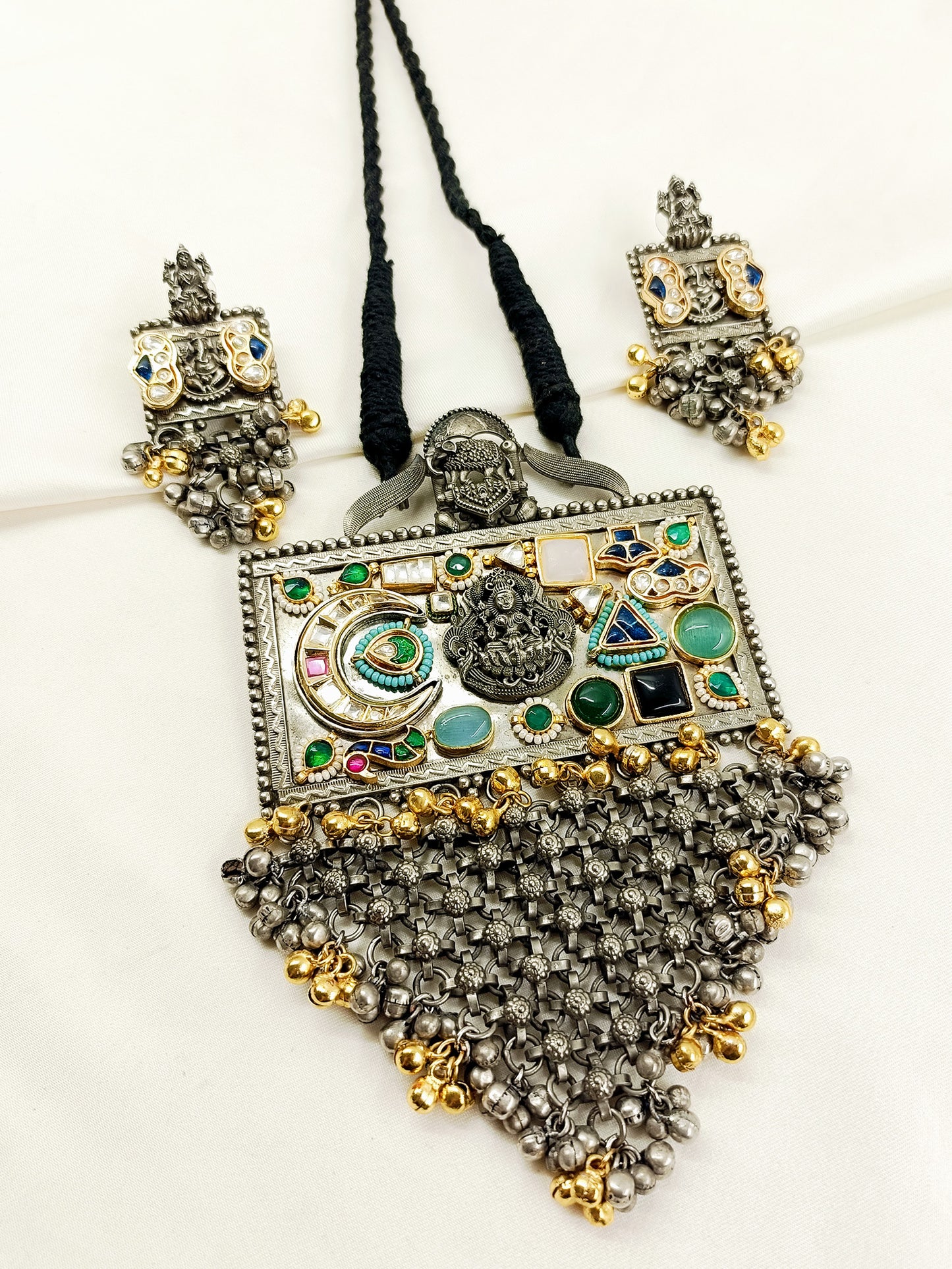 Nandini Multi Colour Oxidized Necklace Set