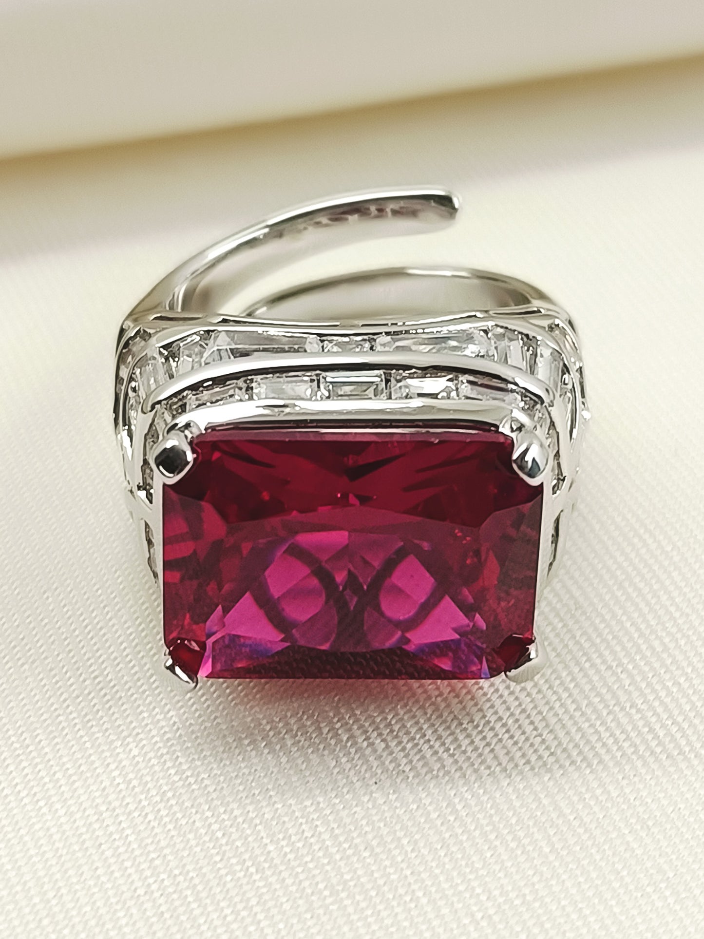 Ekansha Ruby American Diamond Finger Ring
