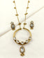 Zai Antique Gold Oxidized Hasli-Styled Pendant Set