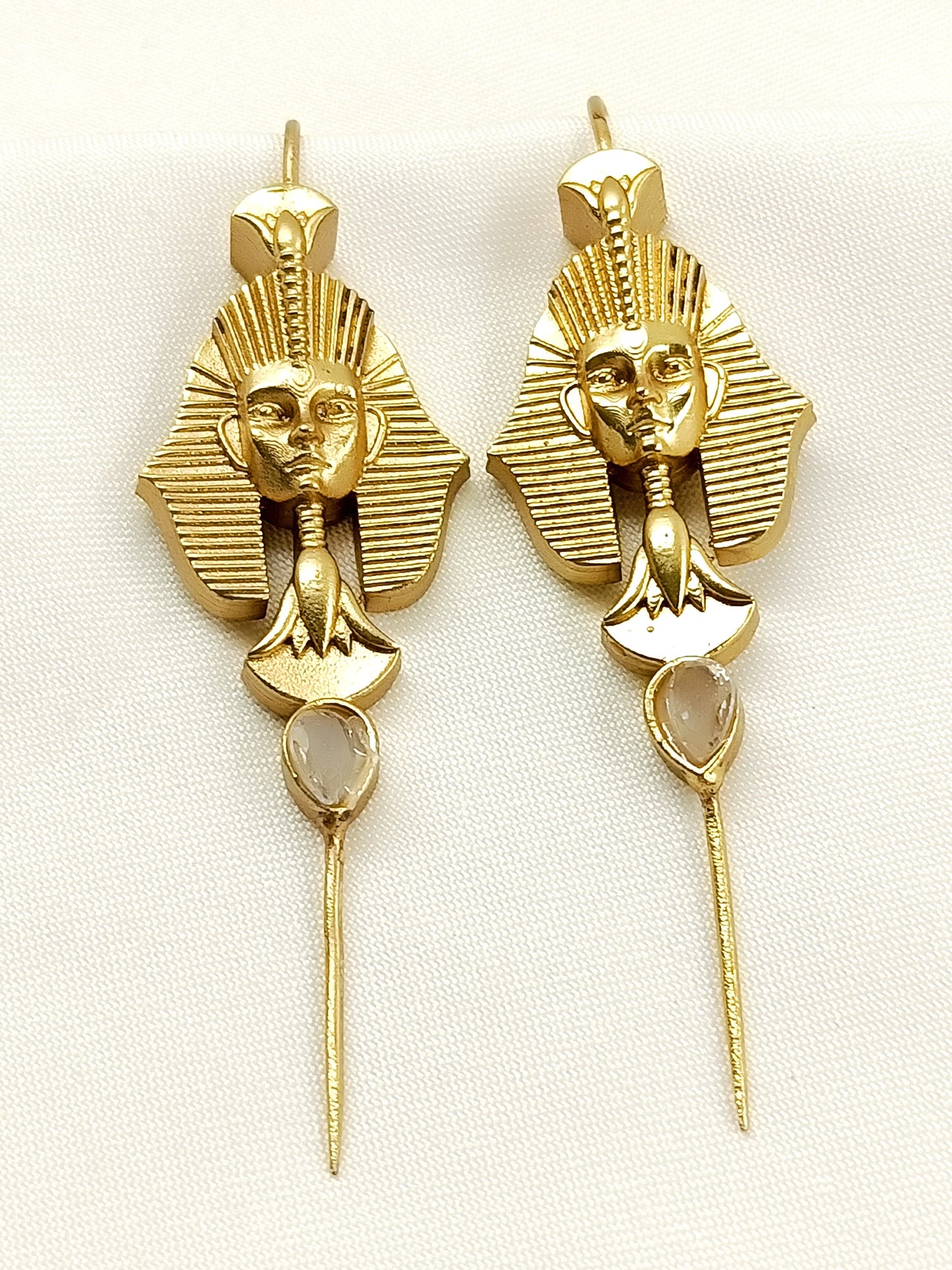 Arush White Egyptian Revival Men's Earrings