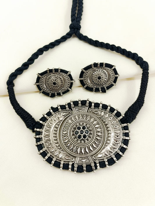 Rita Black Oxidized Choker Set