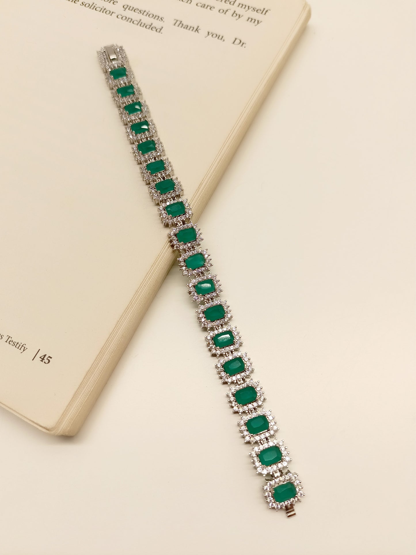 Ziva Emerald American Diamond Bracelet