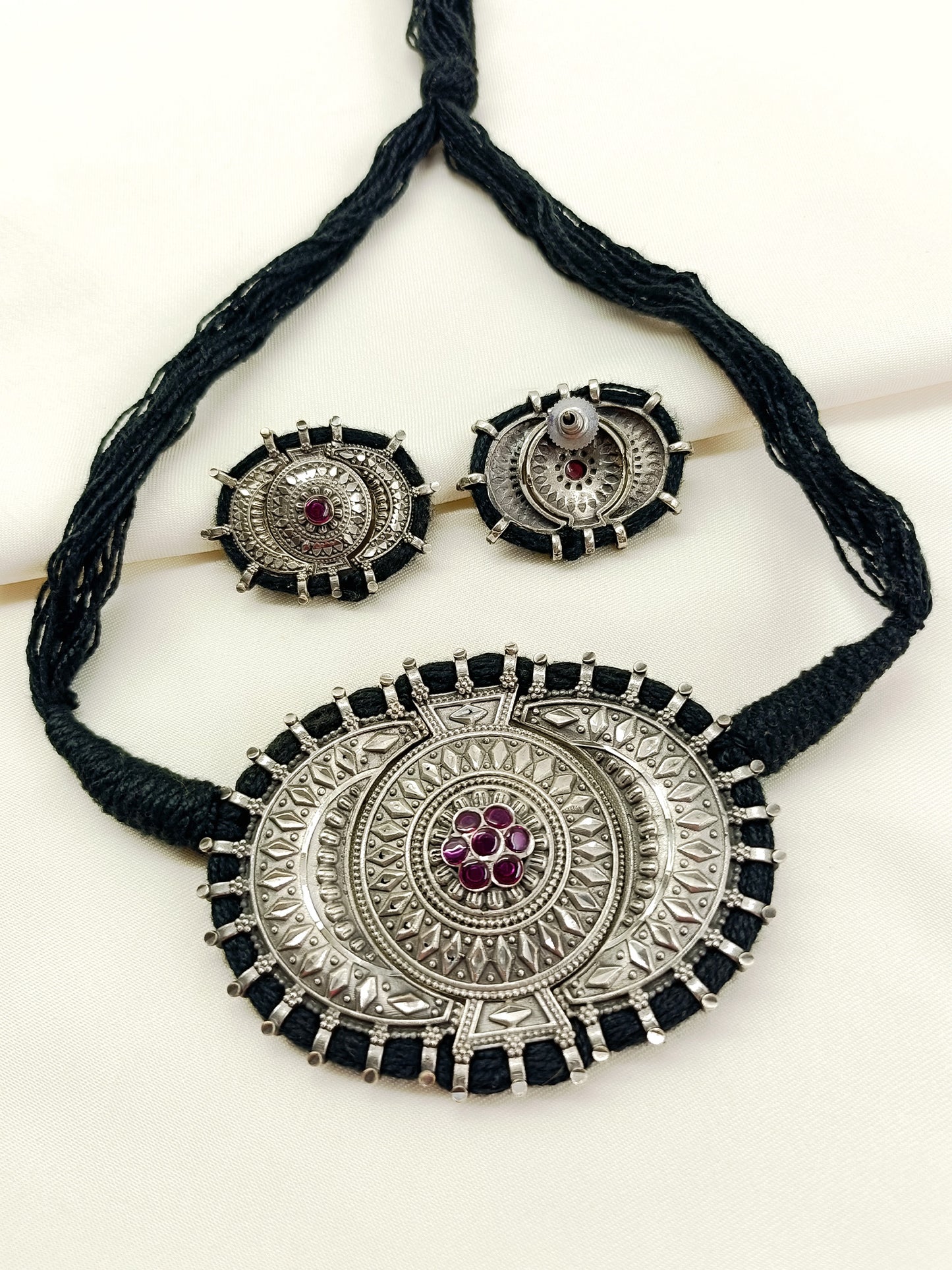 Yogita Ruby Oxidized Choker Set