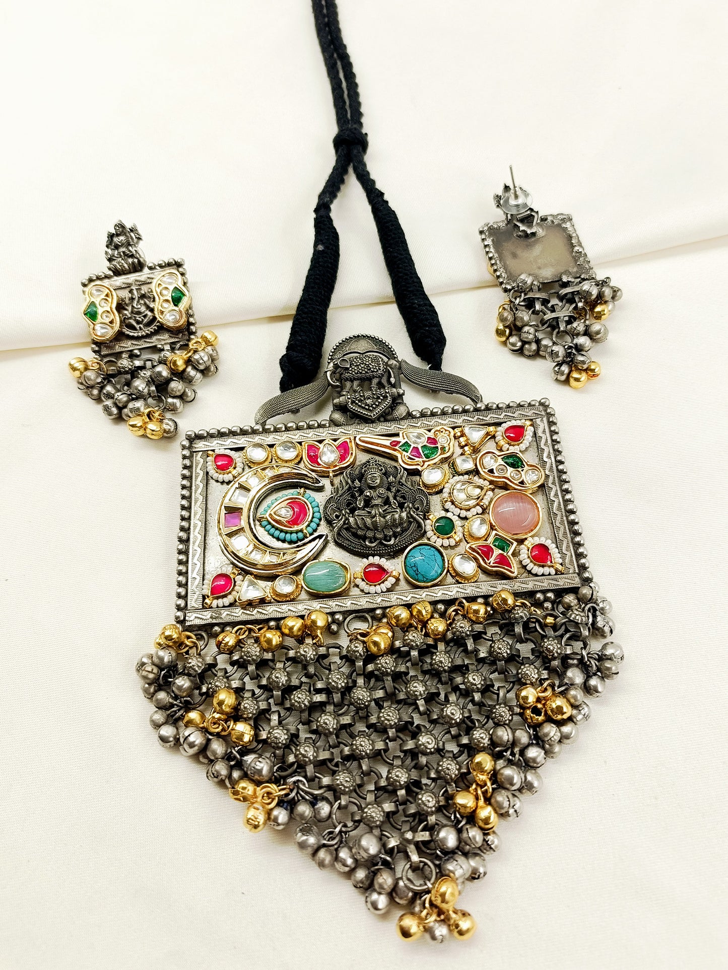 Hasini Multi Colour Oxidized Necklace Set