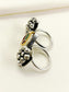 Kausalya Green Oxidized Dual-Finger Kundan Pearl Ring