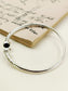 Aarnik Silver Open Kada with Black Stone - Adjustable Classic