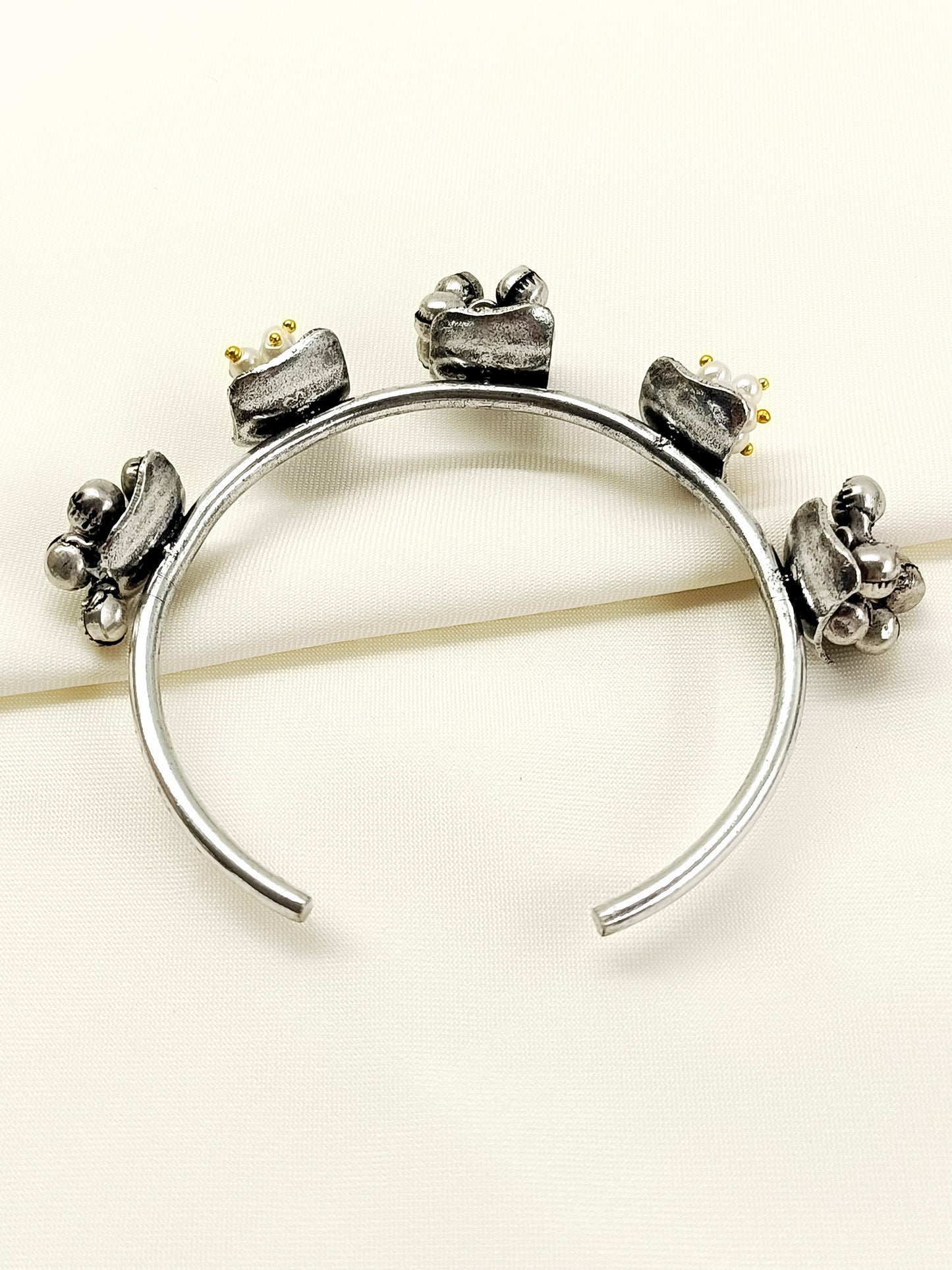 Raya White Pearl Oxidized Bracelet