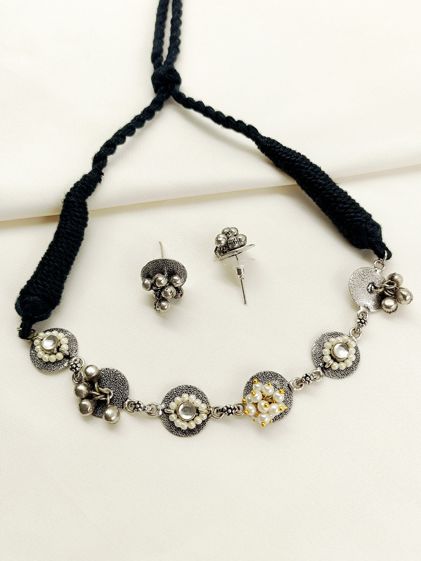 Maysha Black Oxidized Choker Set