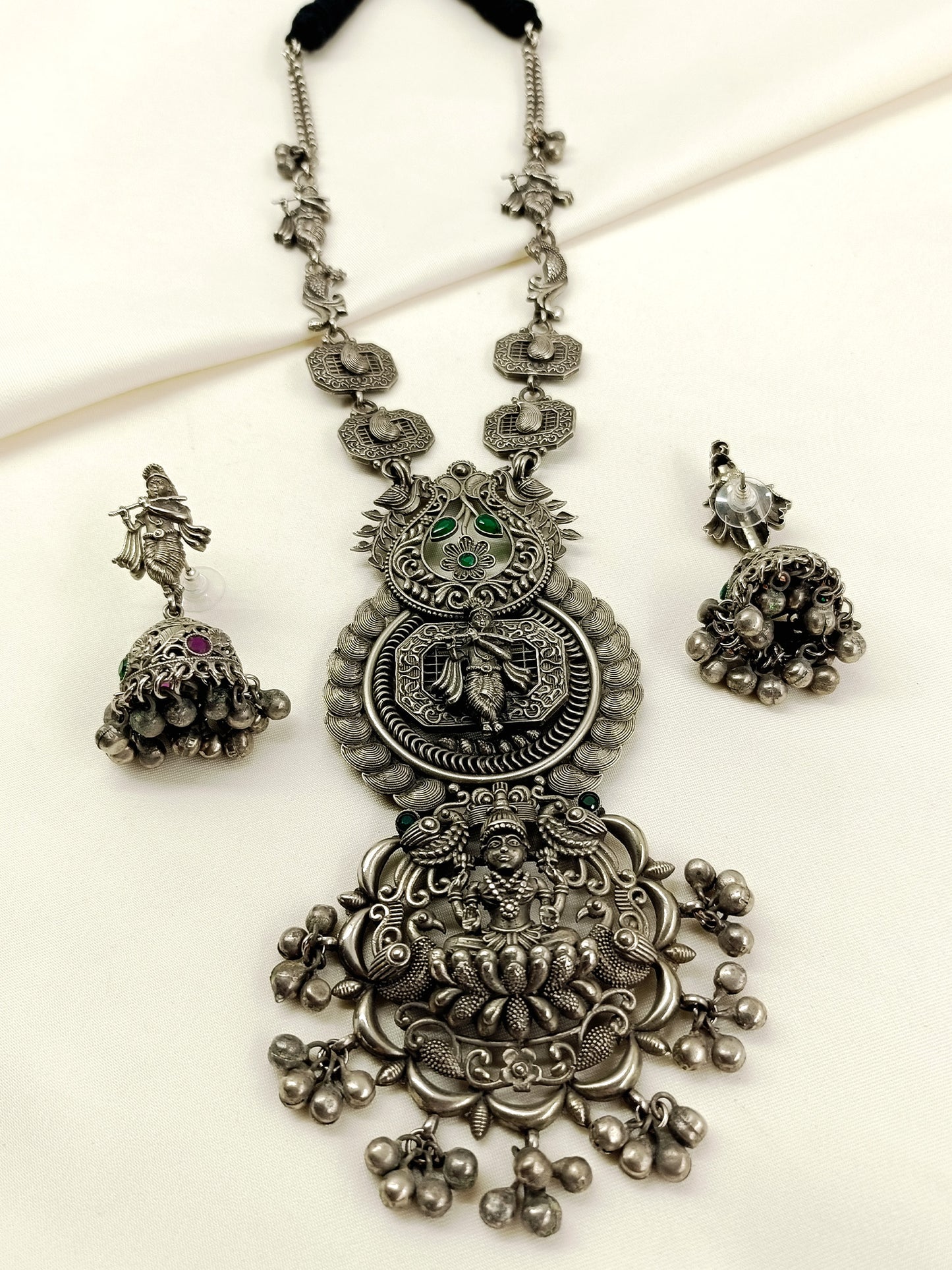 Tanvika Green Oxidized Necklace Set