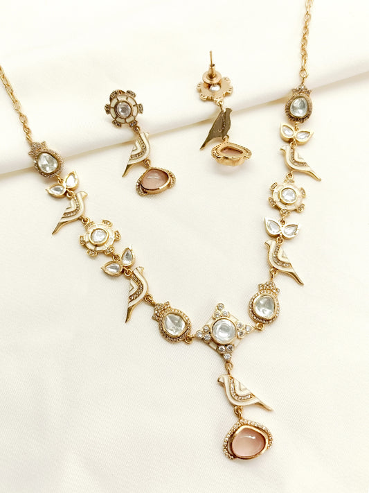 Anushri White Kundan Set