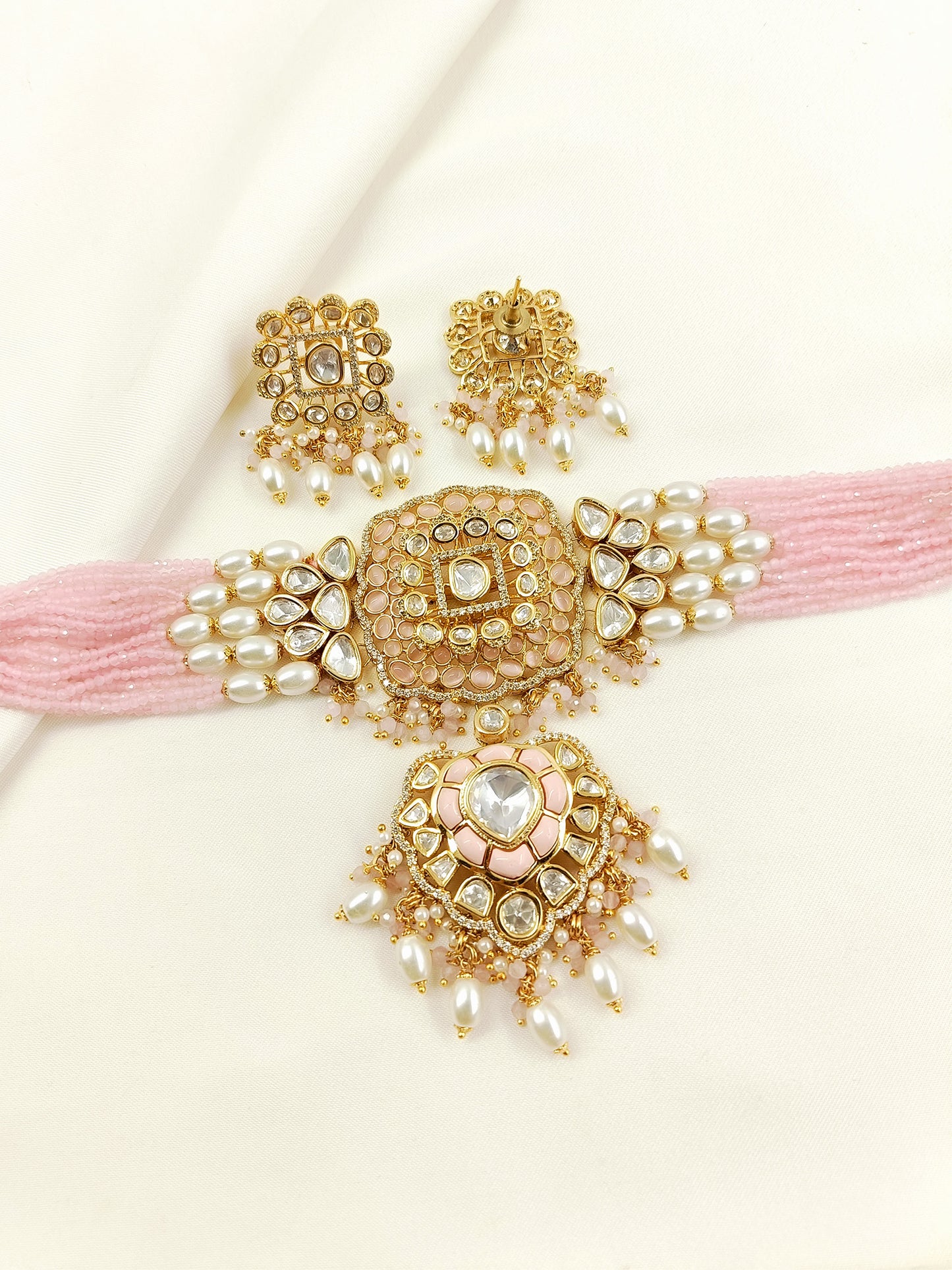 Zareen Baby Pink Kundan Choker