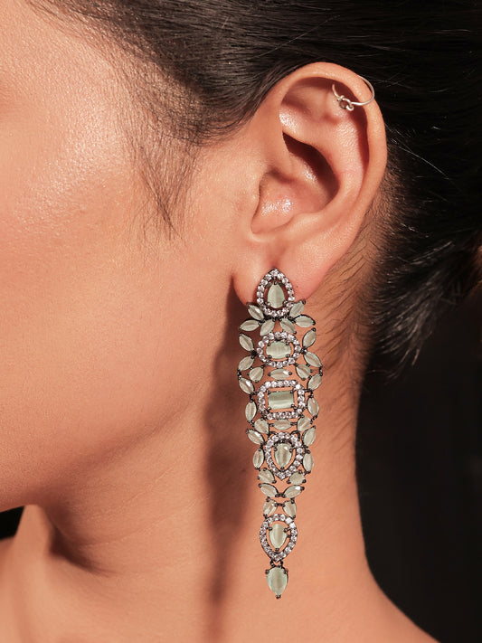 Ekta Mint Green Stone Victorian Earrings