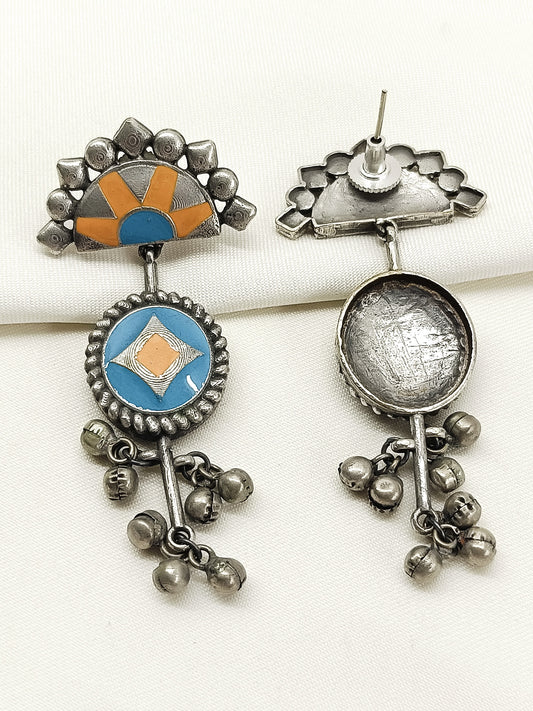 Vrndavanesvari Y&G Oxidized Earring