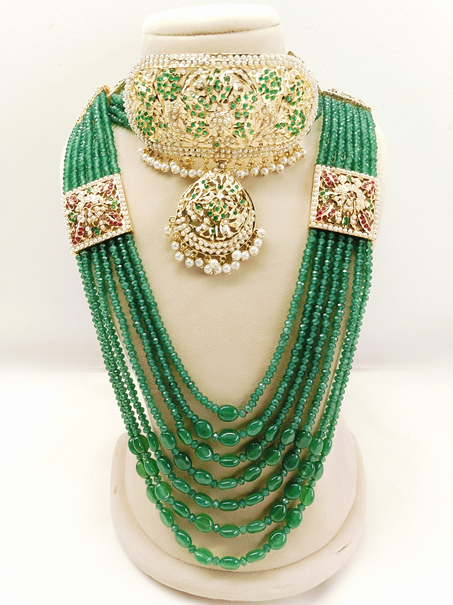 Addarshini Green Jadau Bridal Jewellery Set